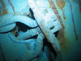 Close-up of ship's port anchor